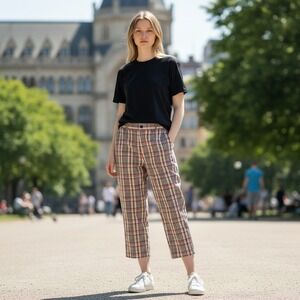 Kate Hill Capri Pants 6P Madras Plaid Straight Leg Cropped preppy clam digger